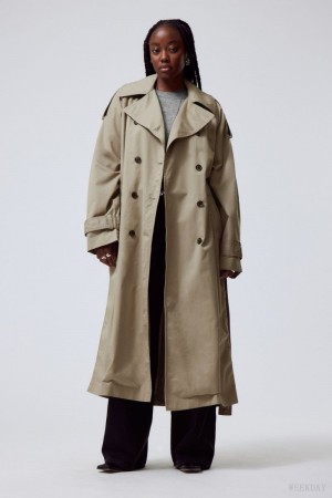 Weekday Zenni Oversized Trench ジャケット レディース ベージュ Japan | S1F-8632