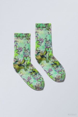 Weekday 運動 Printed Socks ソックス レディース 花柄 Japan | D6O-7217