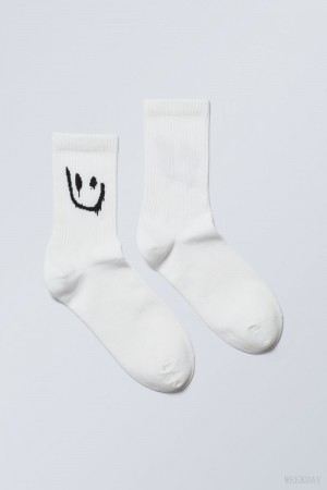 Weekday グラフィック 運動 Sock ソックス メンズ Drippy Smiley Japan | S0O-6596