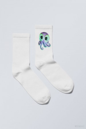 Weekday グラフィック 運動 Sock ソックス メンズ Ozzy Octopus Japan | T6W-3742