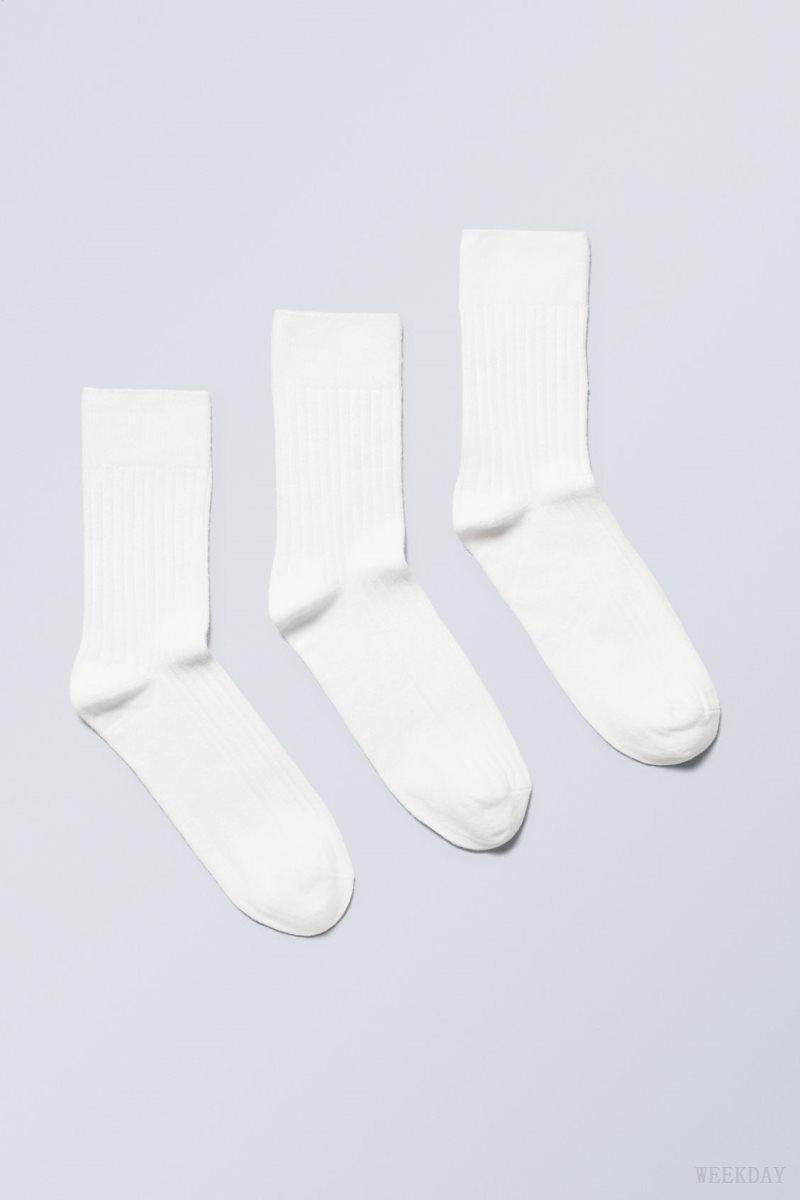 Weekday 3-pack Selma Socks ソックス レディース 白 Japan | H2I-3951