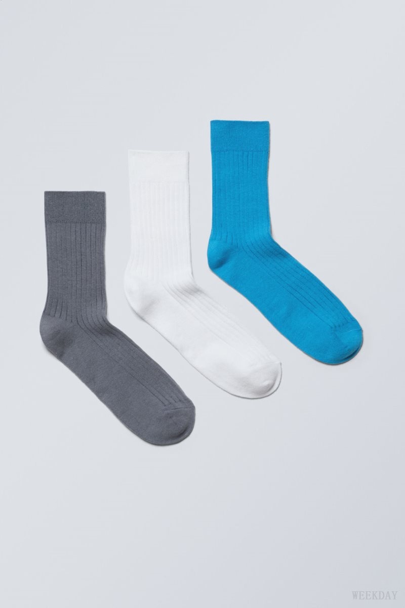 Weekday 3-pack Selma Socks ソックス レディース 青 Japan | I0P-3416