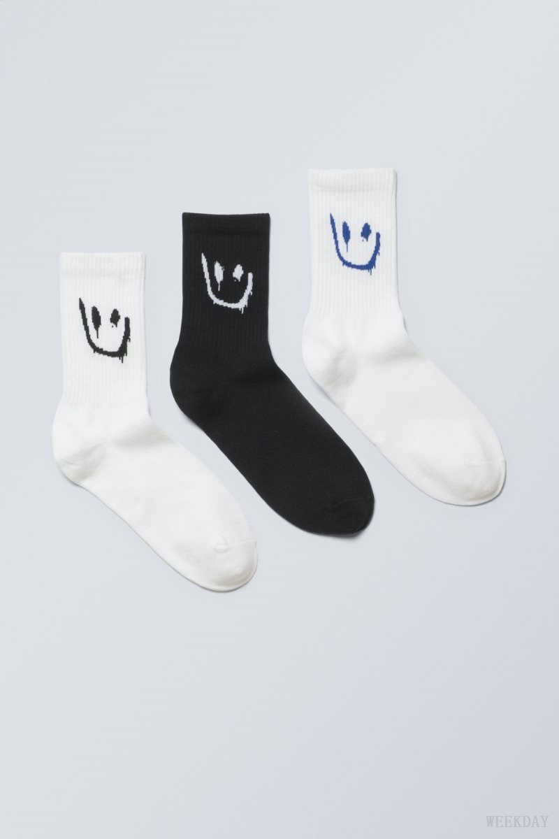 Weekday 3-pack 運動 グラフィック Socks ソックス メンズ Drippy Mix Japan | R4Q-8440