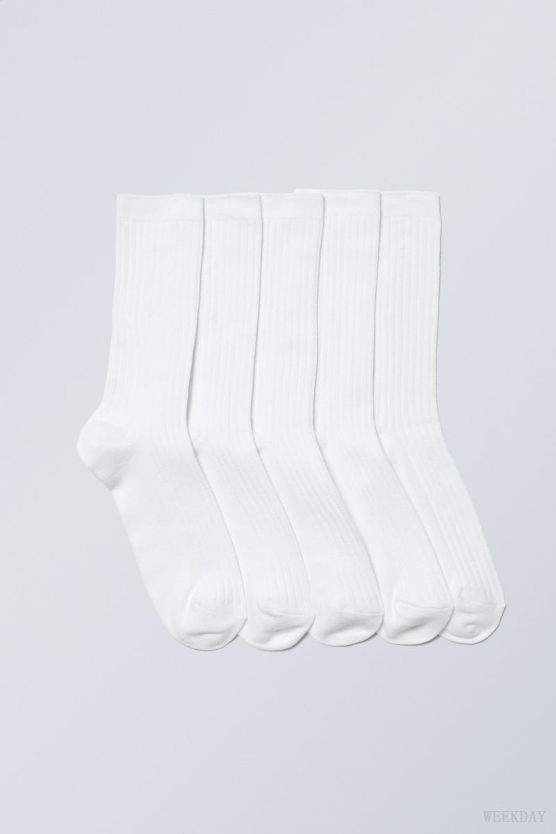 Weekday 5-pack Rib Socks ソックス メンズ 白 Japan | T7Y-5970