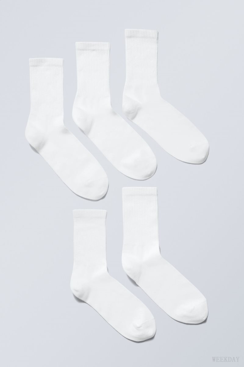 Weekday 5-pack 運動 Socks ソックス レディース 白 Japan | P8U-4935