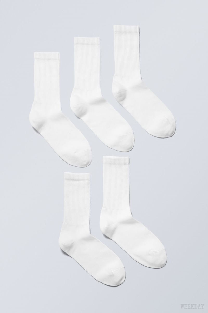 Weekday 5-pack 運動 Socks ソックス レディース 白 Japan | S6D-7641