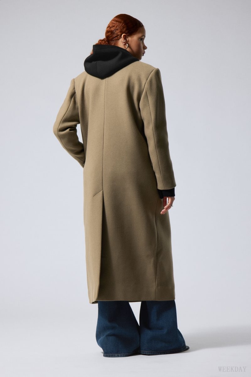 Weekday Alex Oversized ウール Blend Coat コート レディース Dusty Mole Japan | I2Z-9469