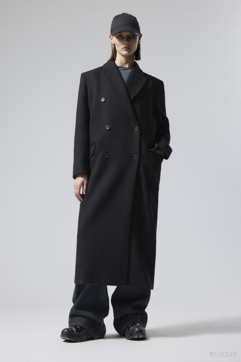 Weekday Alex Oversized ウール Blend Coat コート レディース 黒 Japan | S6F-1040