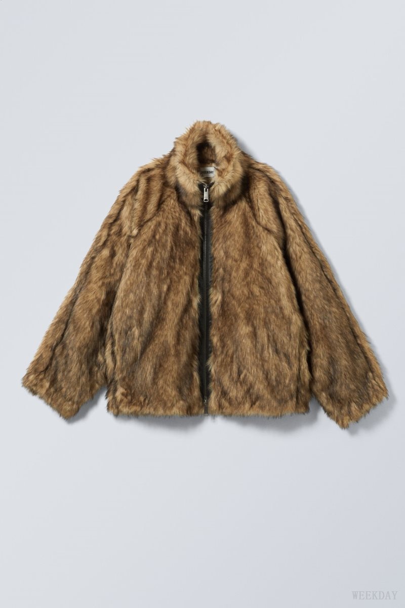 Weekday Alice Faux Fur Jacket ジャケット レディース ベージュ Japan | V1Z-4860