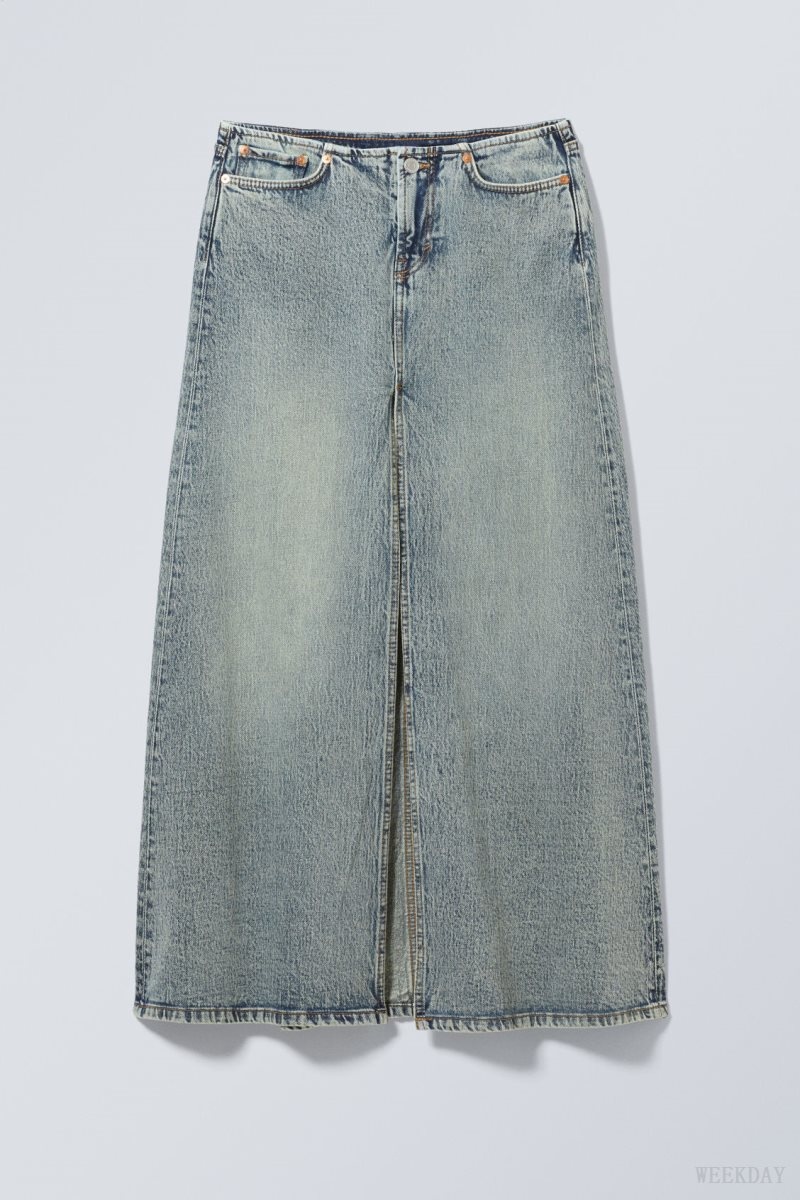 Weekday Anaheim Long Denim Skirt スカート レディース 青 Japan | H3I-7905