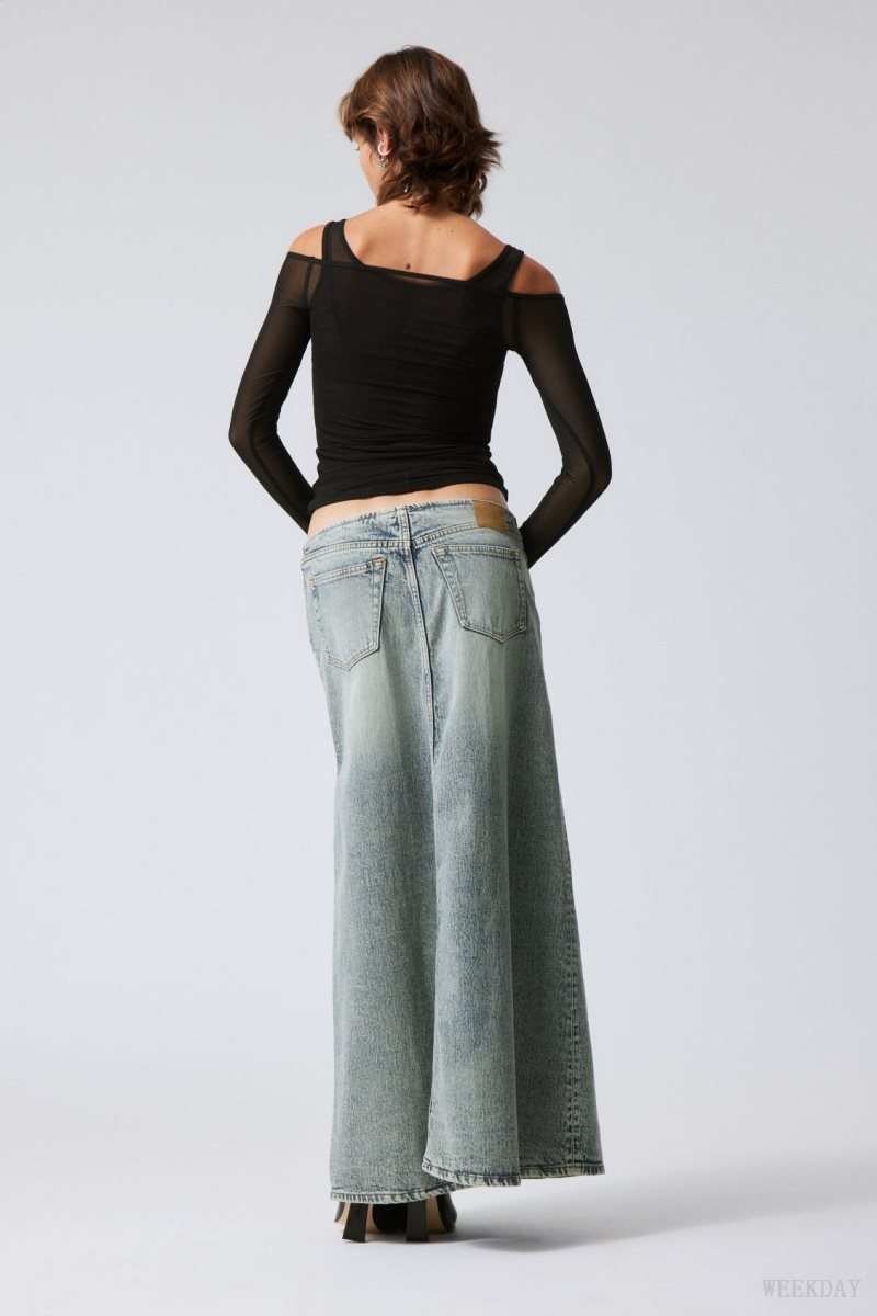 Weekday Anaheim Long Denim Skirt スカート レディース 青 Japan | H3I-7905