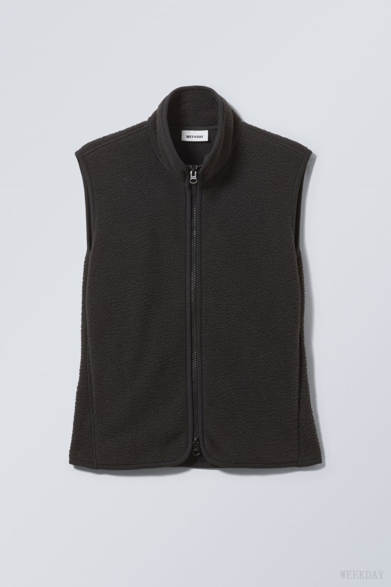 Weekday Any Fleece Vest ジャケット レディース 黒 Japan | F8Z-0686