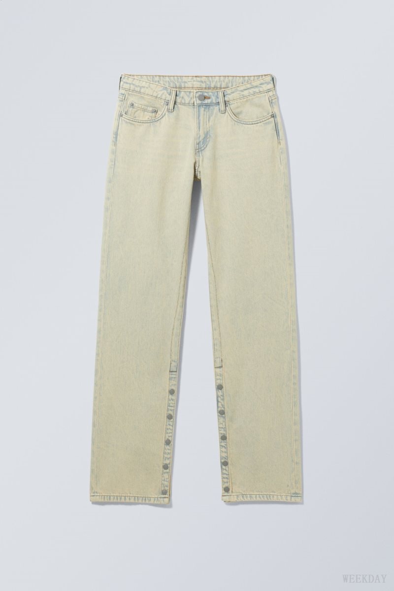 Weekday Arrow Low 真っ直ぐ Slit Jeans デニム レディース Sunbleached Japan | Z9T-2472