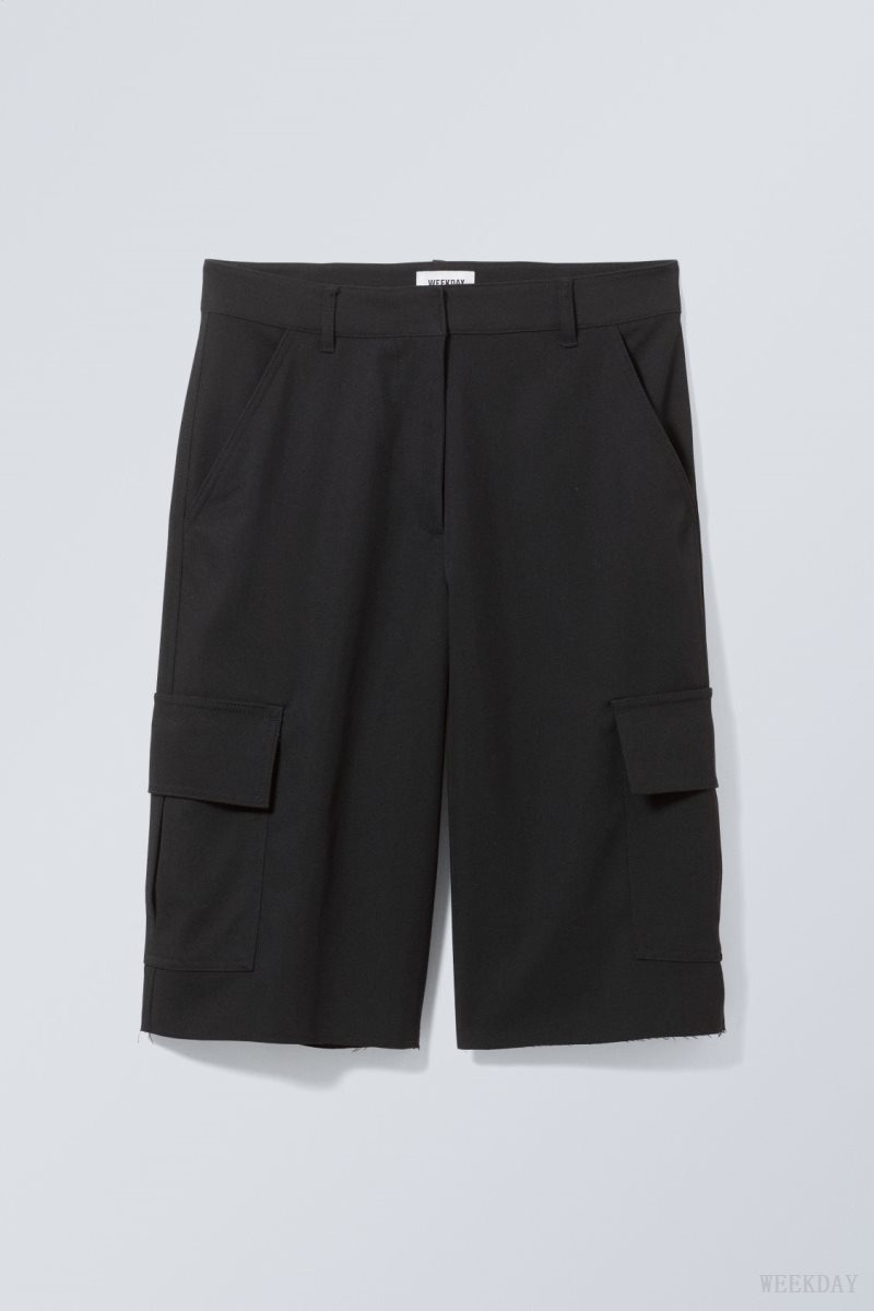 Weekday Arwen Cargo Suiting Shorts ショートパンツ レディース 黒 Japan | J0H-1963