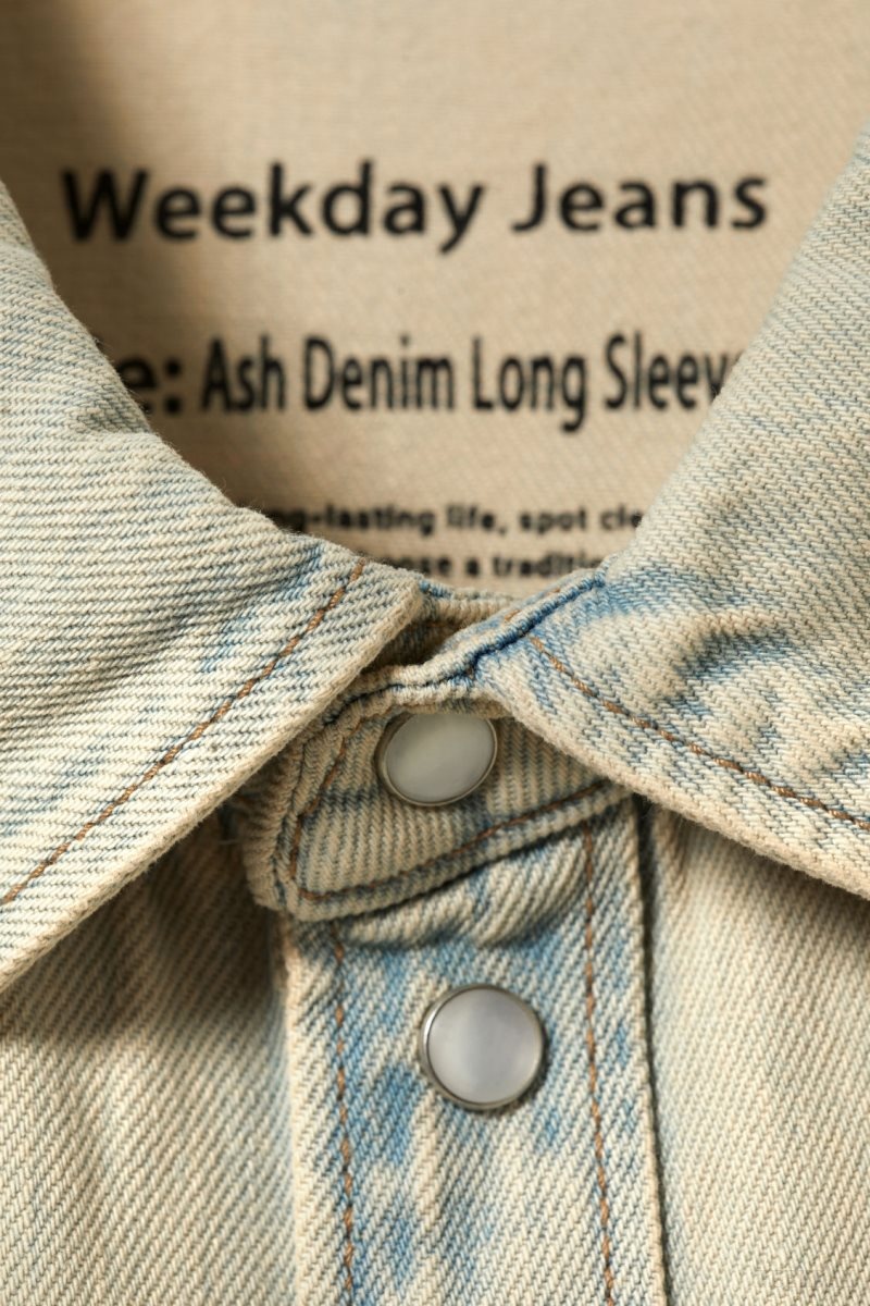 Weekday Ash Longsleeve Denim Shirt シャツ メンズ Sunbleached Japan | Y4V-3595