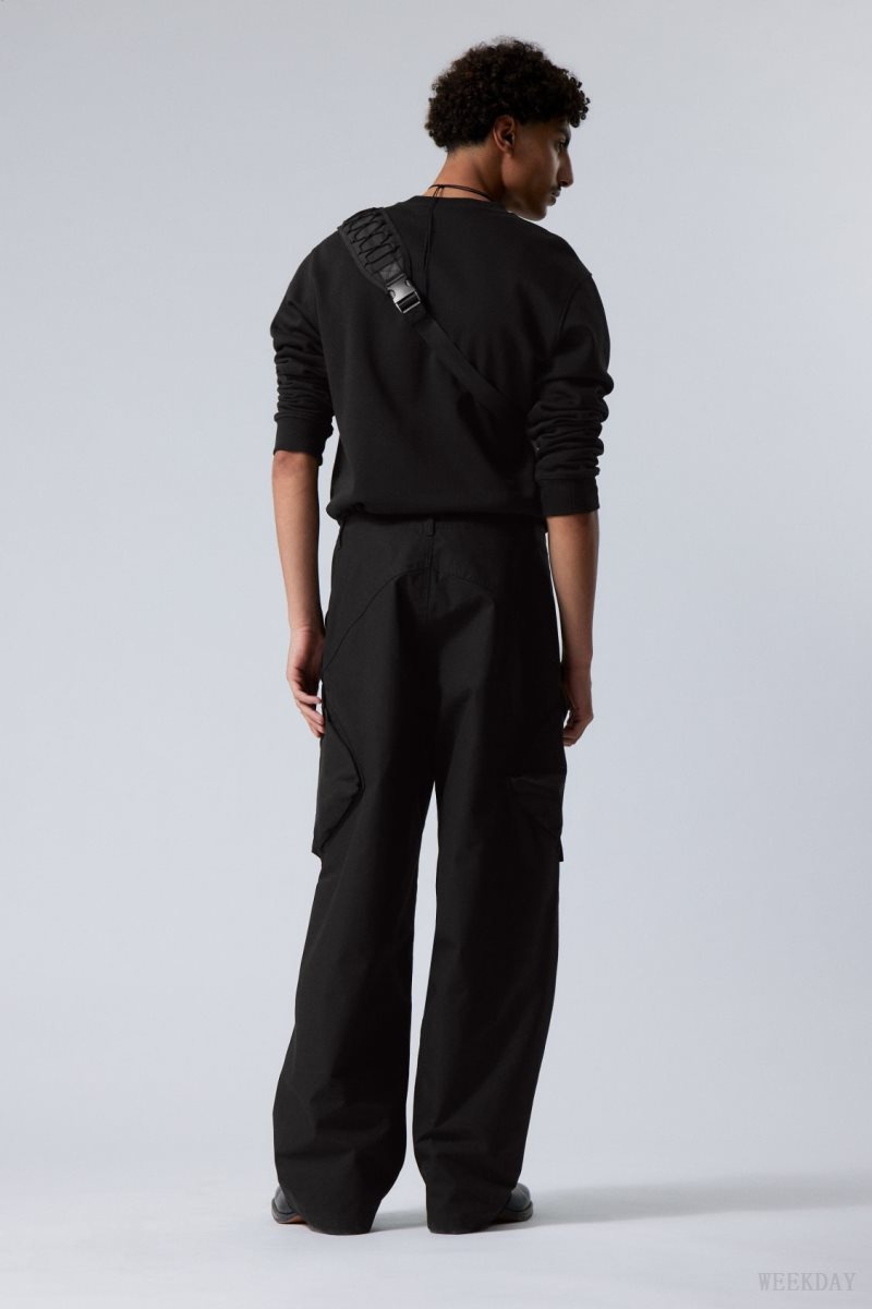 Weekday Astro Loose Asymmetric Cargo Trousers ズボン メンズ 黒 Japan | L1E-2232