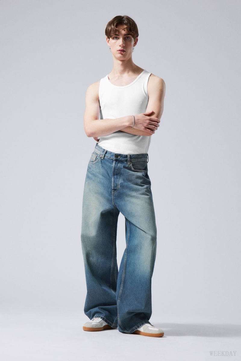 Weekday Astro Loose Baggy Jeans デニム メンズ 青 Japan | Q6Q-2828