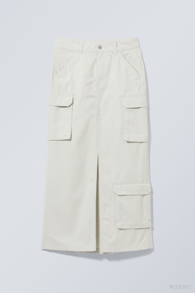 Weekday Billy Long Cargo Skirt スカート レディース Ecru Japan | R6N-2001