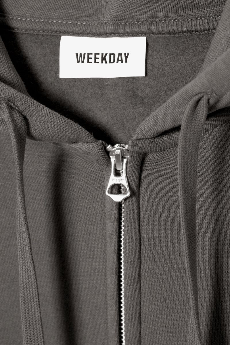 Weekday Boxy Midweight Zip Hoodie パーカー メンズ グレー Japan | D6A-8207