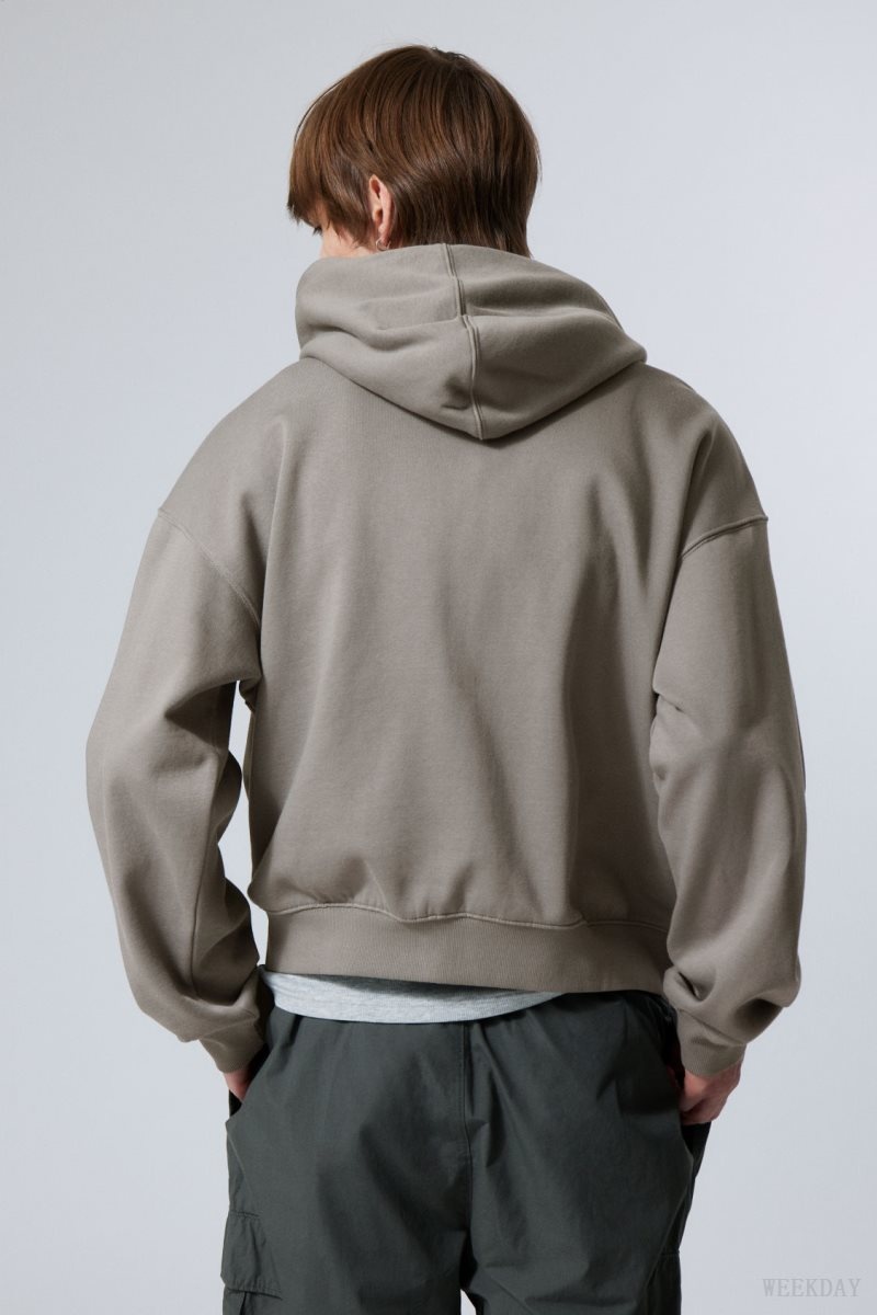 Weekday Boxy Midweight Zip Hoodie パーカー メンズ グレー Japan | P1O-2242