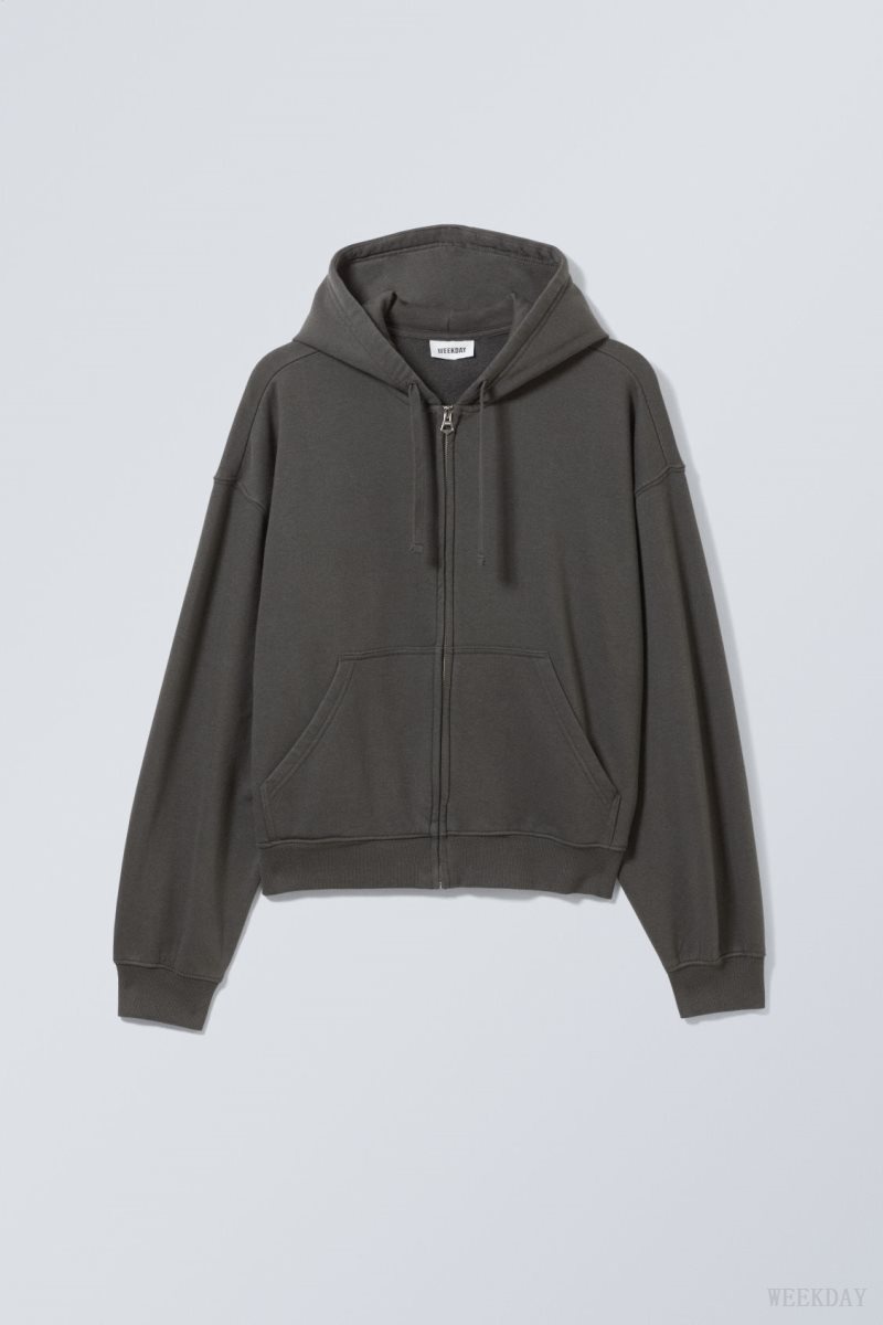 Weekday Boxy グラフィック Zip Hoodie パーカー メンズ Drippy Smiling Face Japan | C0N-2457