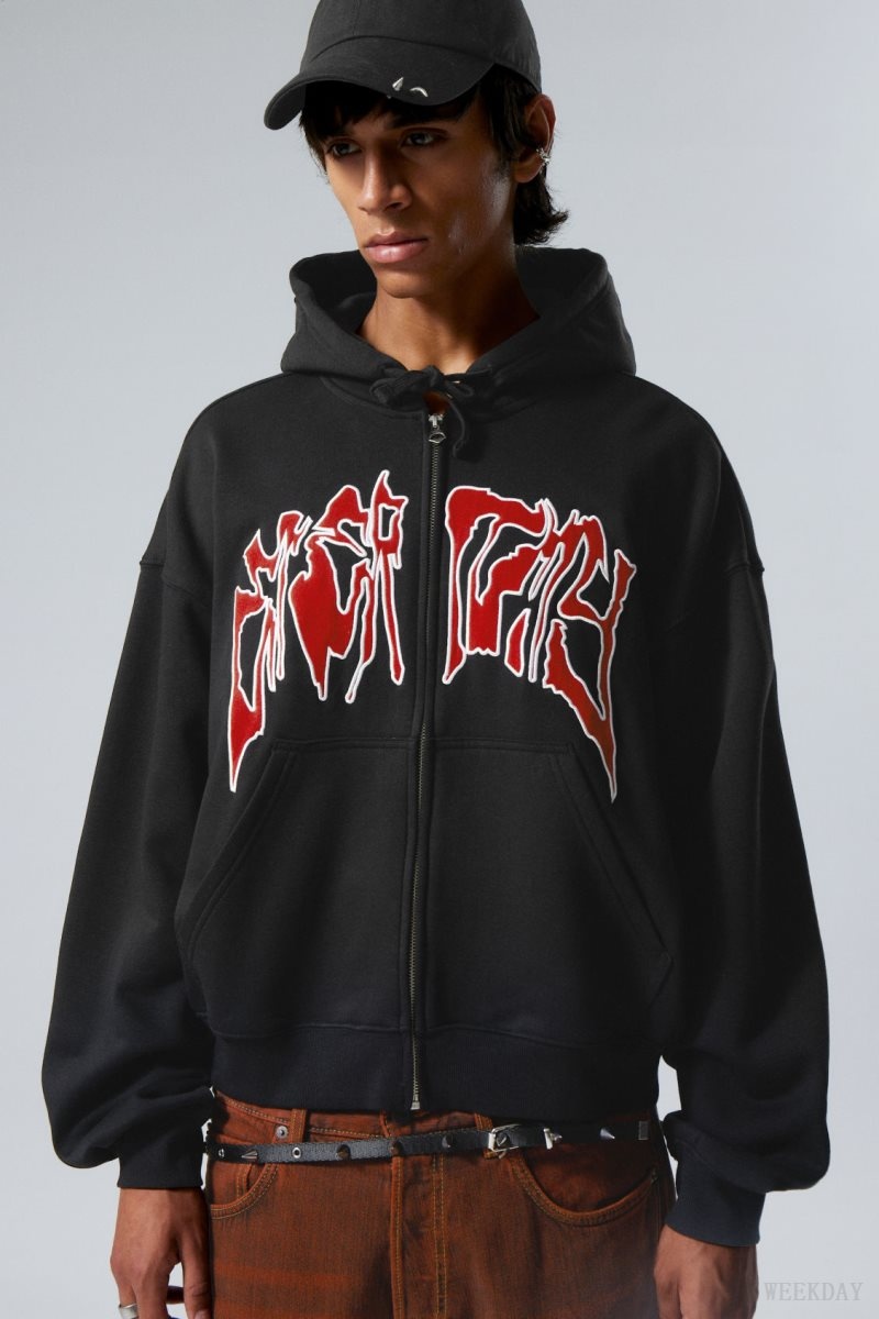 Weekday Boxy グラフィック Zip Hoodie パーカー メンズ Eternity Japan | M7X-6644