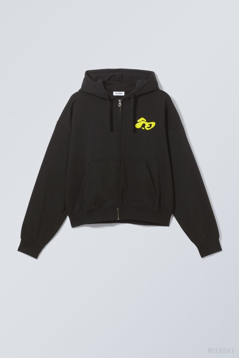 Weekday Boxy グラフィック Zip Hoodie パーカー メンズ Liquid Dance Japan | A5X-9880