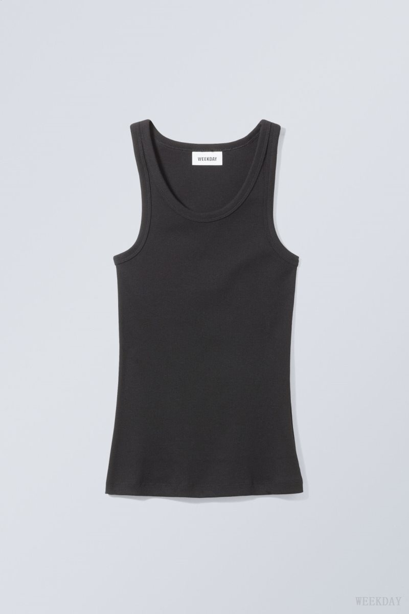 Weekday Close Fitted Tank Top タンクトップ レディース 黒 Japan | R4I-5005