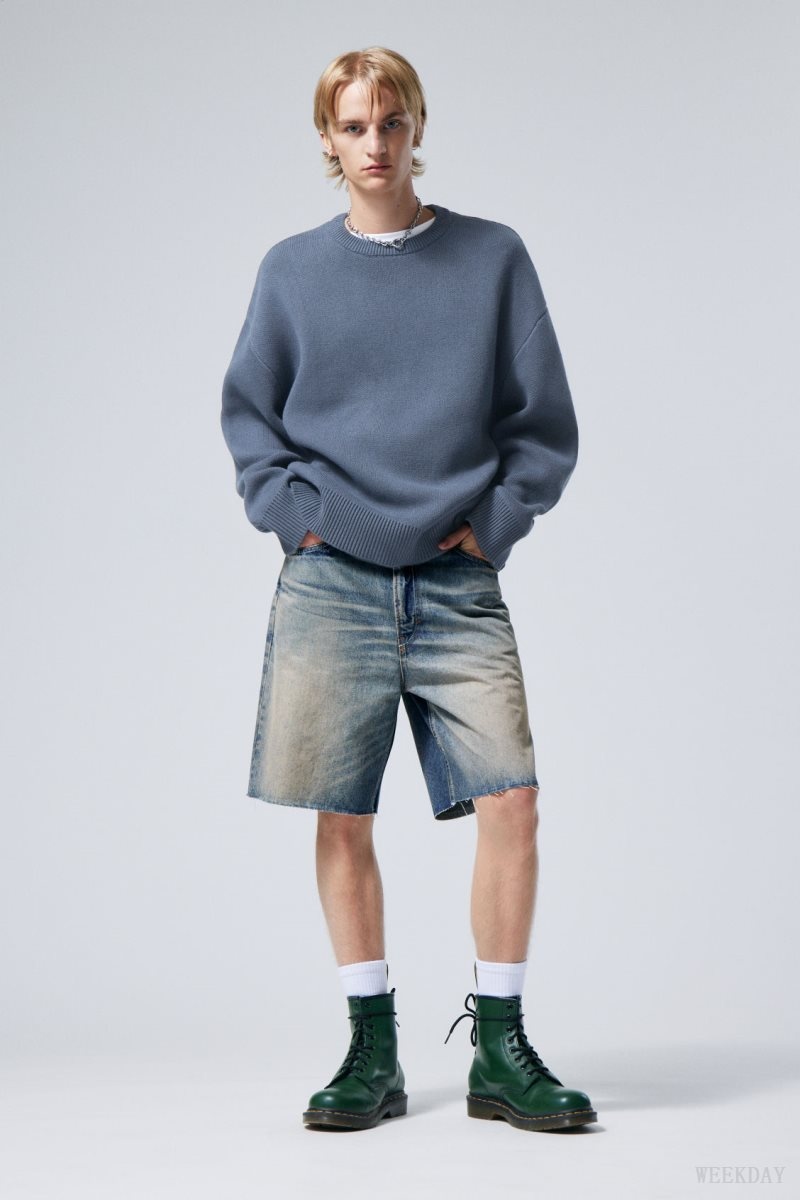 Weekday Cypher Oversized Sweater セーター メンズ 青 Japan | K9N-4013