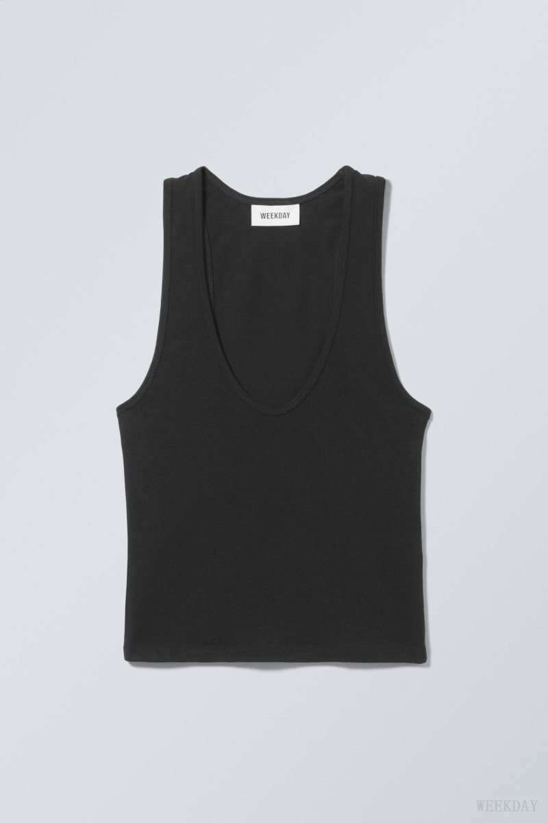 Weekday Deep U-Neck Tank Top タンクトップ レディース 黒 Japan | B9T-0133