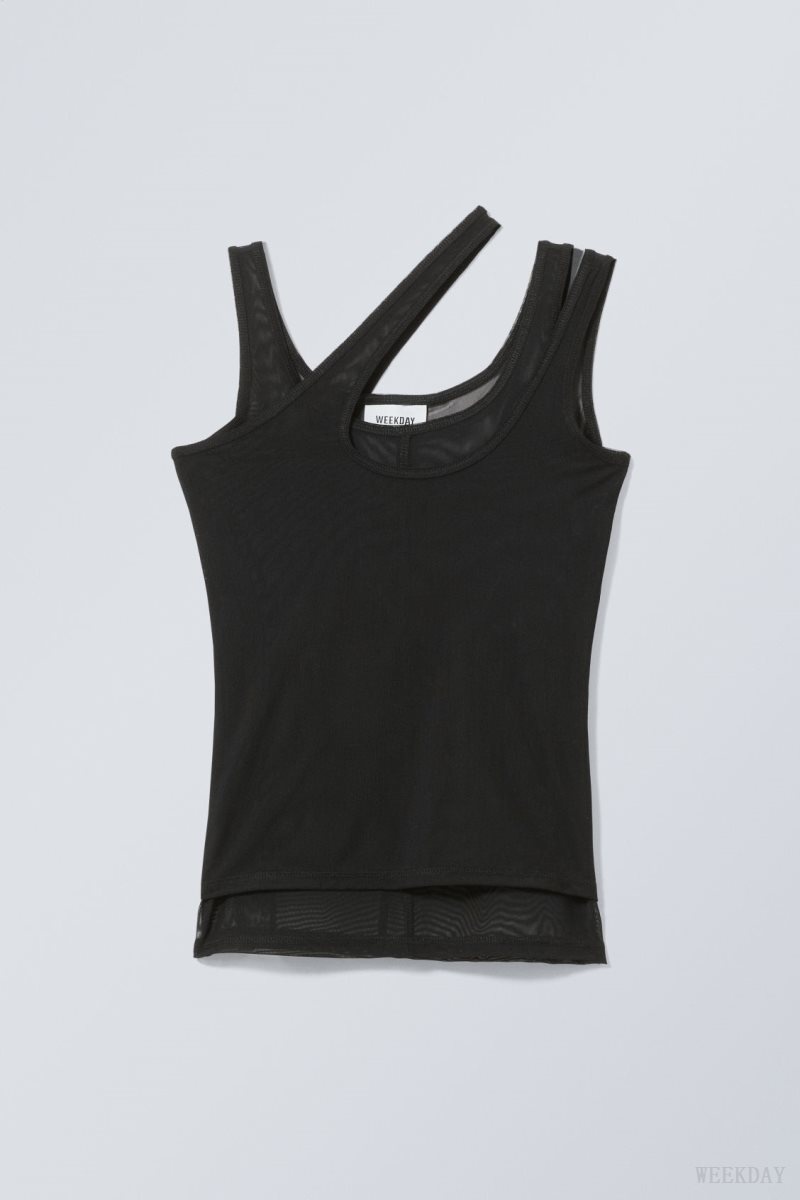 Weekday Double Layer Tank トップス レディース 黒 Japan | G6O-0735