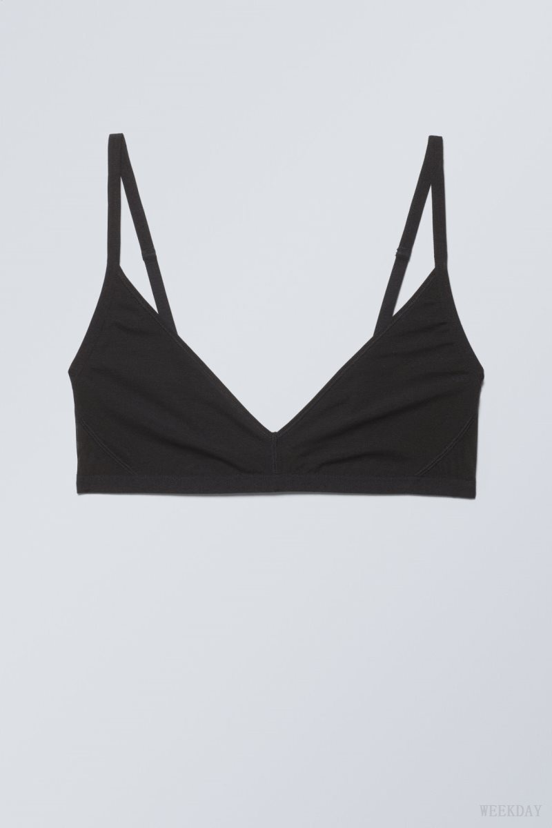 Weekday Dylan Mesh V-neck Bra ブラ レディース 黒 Japan | V2F-8393