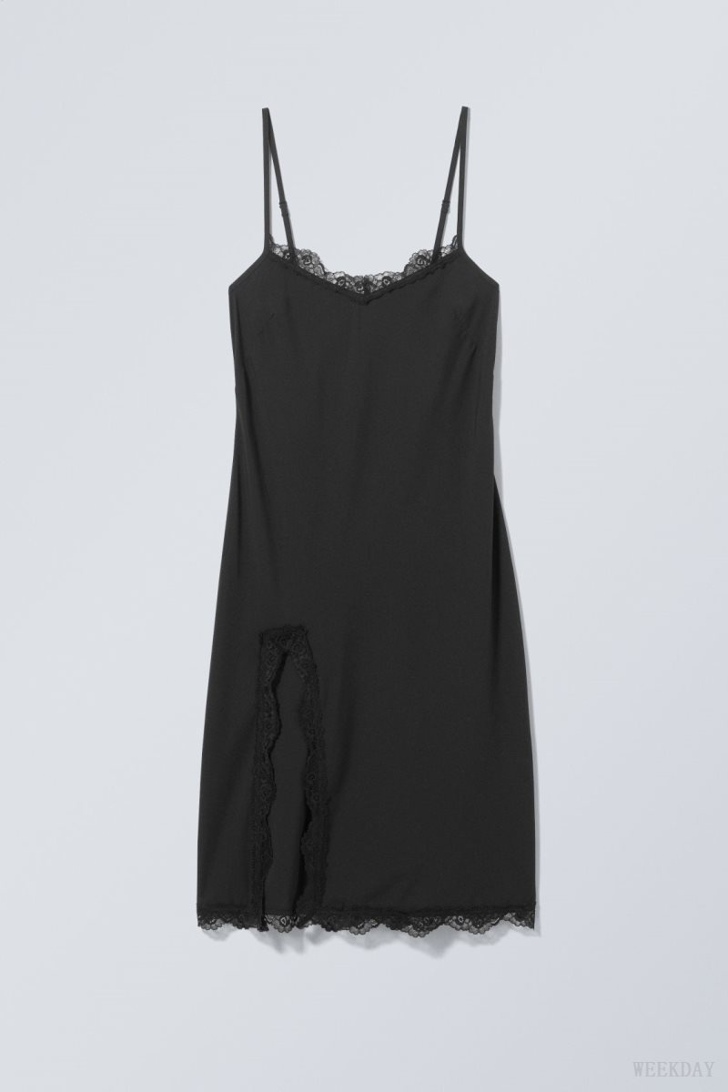 Weekday Effy Midi Slip レース ドレス ワンピース レディース 黒 Japan | S4S-0971