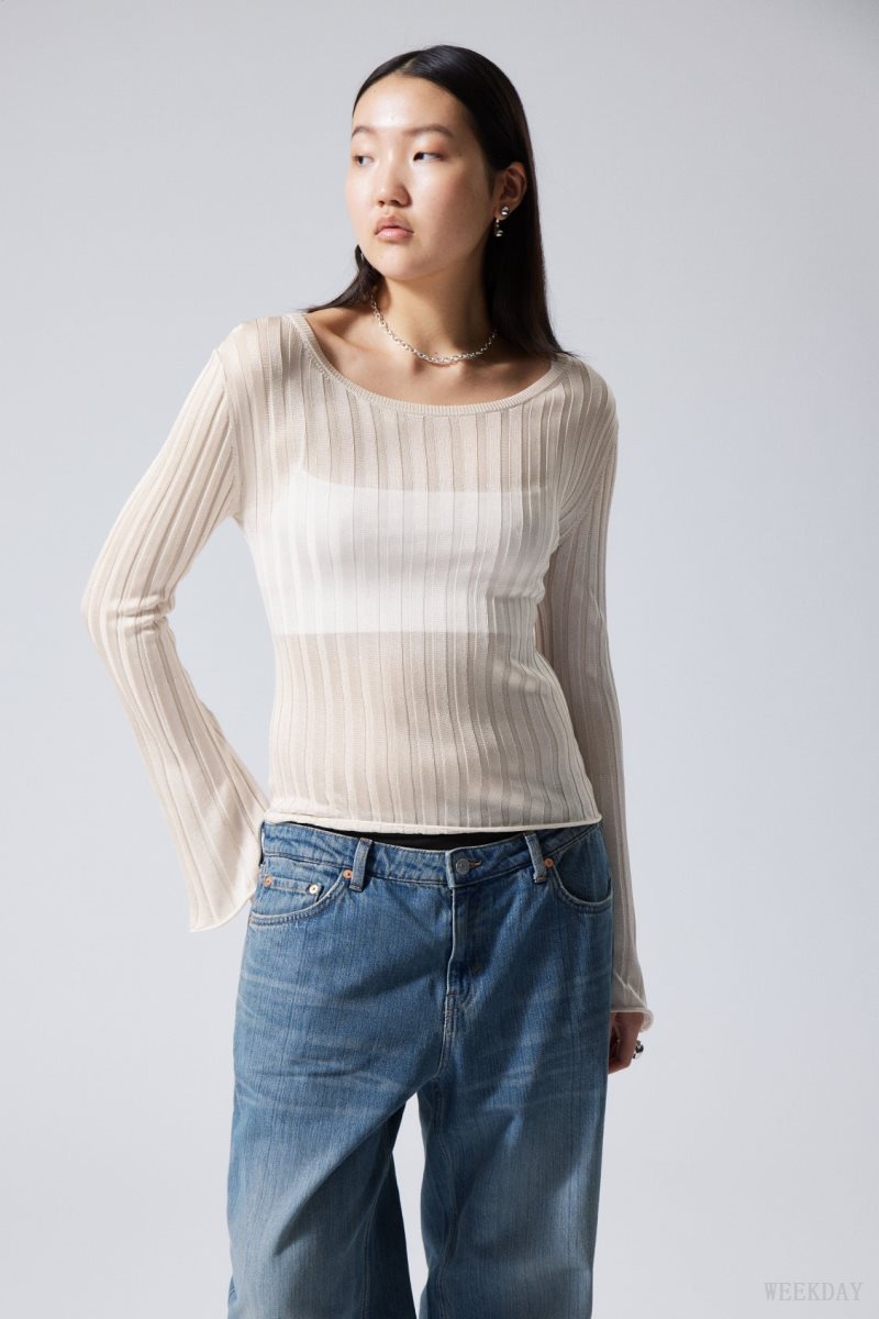 Weekday Enora Sheer Knit Long Sleeve Top トップス レディース ライト Japan | H3B-4609