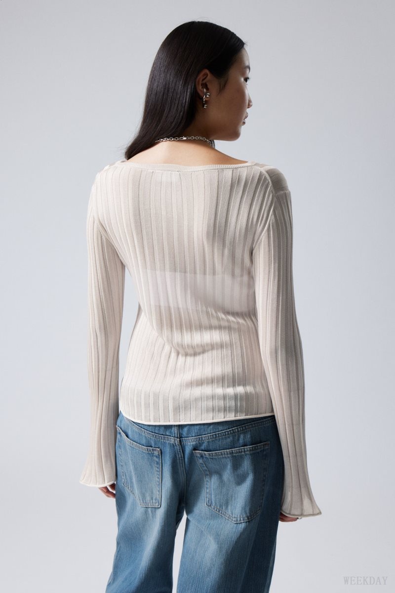 Weekday Enora Sheer Knit Long Sleeve Top トップス レディース ライト Japan | H3B-4609