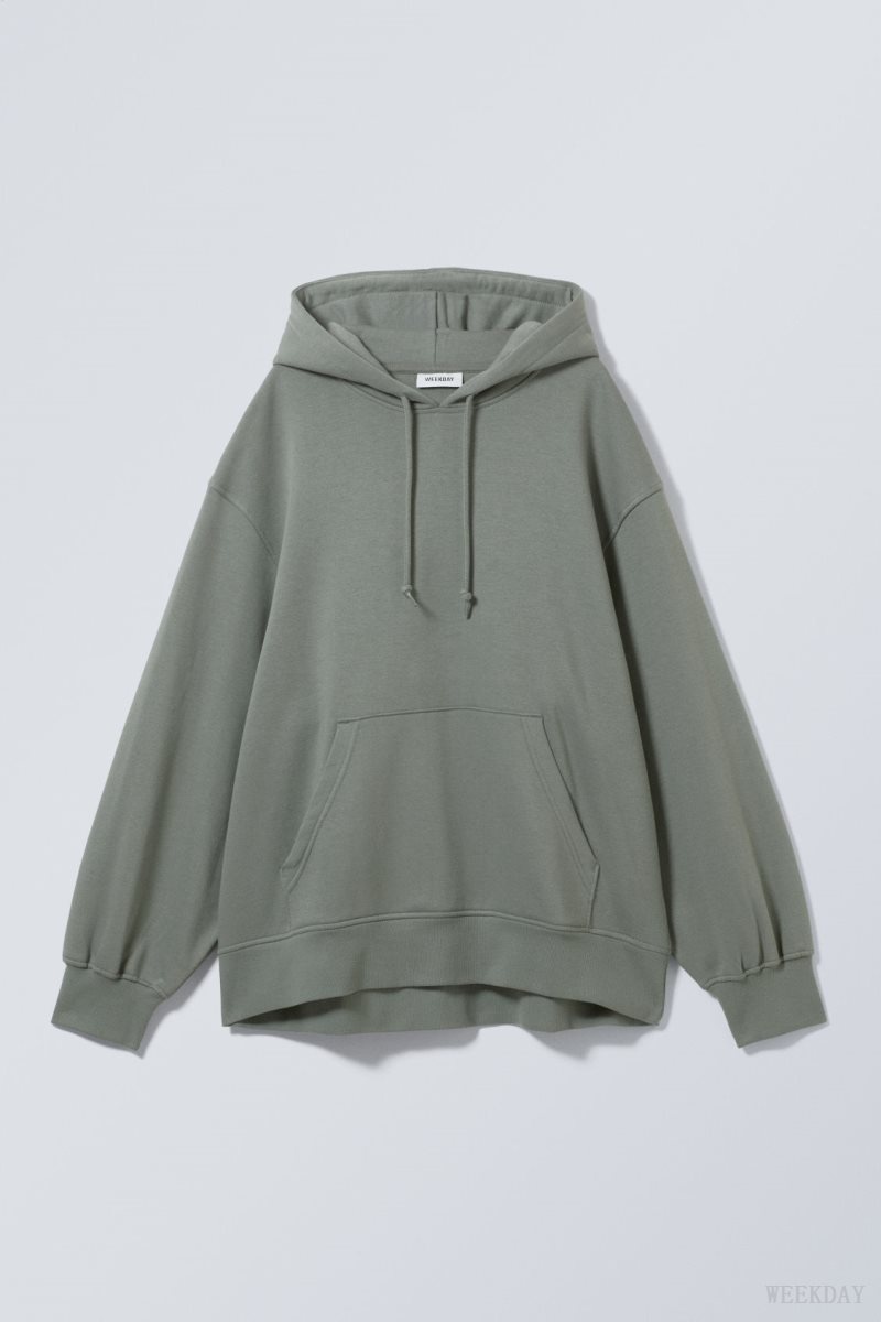 Weekday Essence Relaxed Hoodie パーカー レディース オリーブ 緑 Japan | O7B-2279