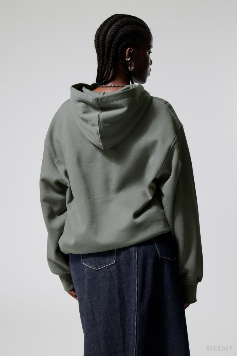 Weekday Essence Relaxed Hoodie パーカー レディース オリーブ 緑 Japan | O7B-2279