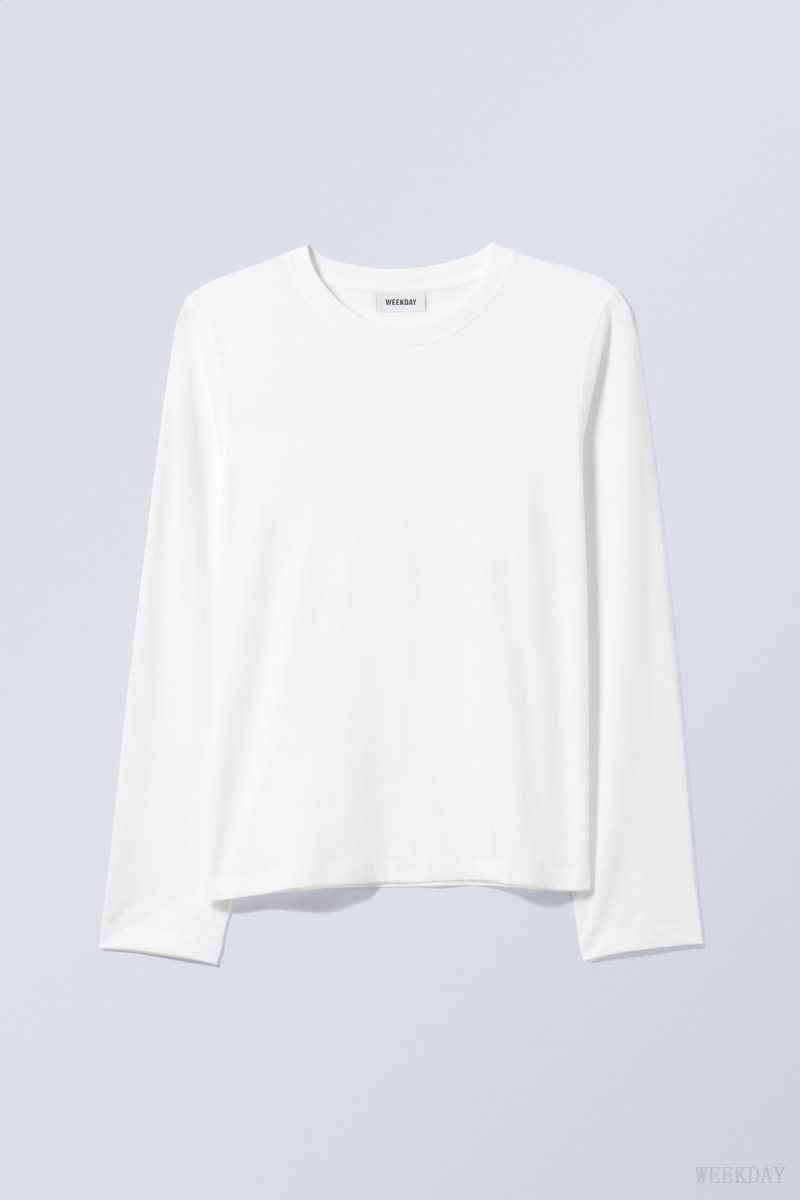 Weekday Essence Standard Long Sleeve トップス レディース 白 Japan | P1I-2664