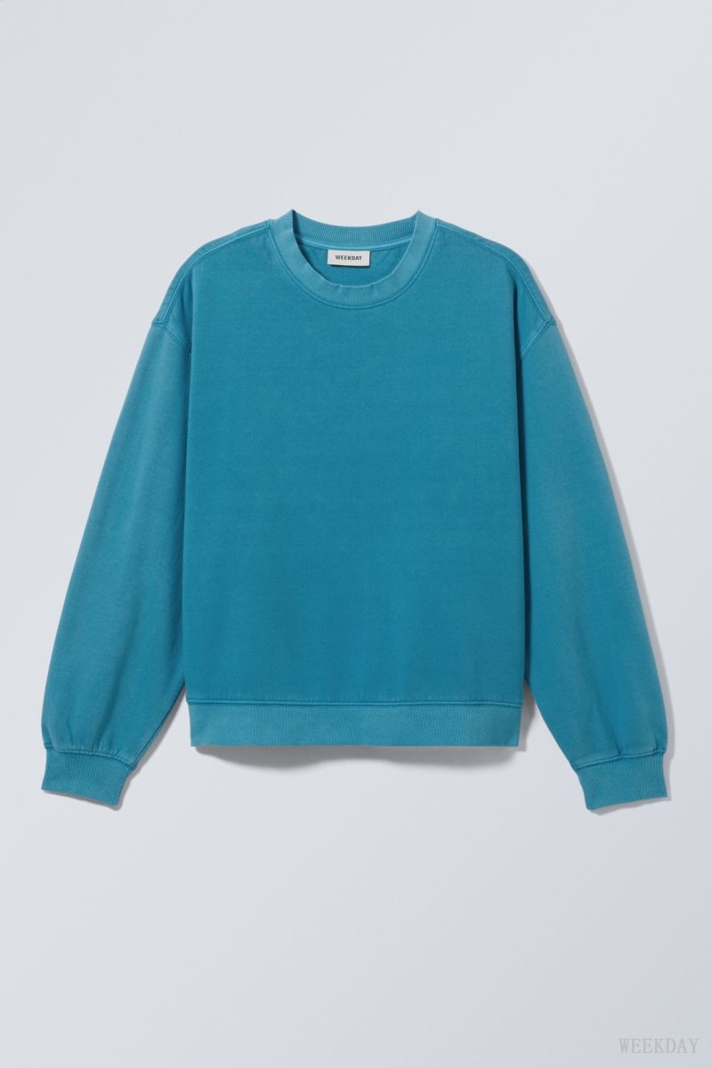 Weekday Essence Standard Sweatshirt スウェットシャツ レディース ライト青 Japan | D7I-1078