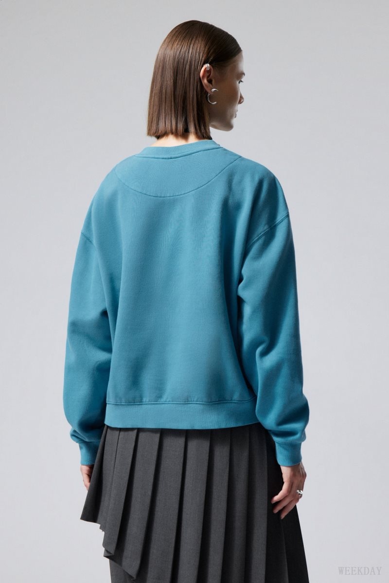 Weekday Essence Standard Sweatshirt スウェットシャツ レディース ライト青 Japan | D7I-1078