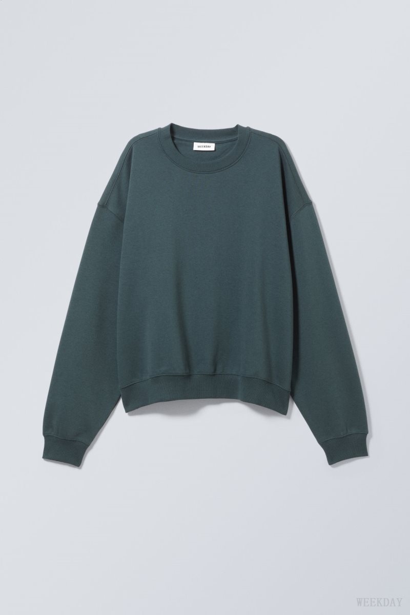 Weekday Essence Standard Sweatshirt スウェットシャツ レディース 暗ターコイズ Japan | I0C-6775