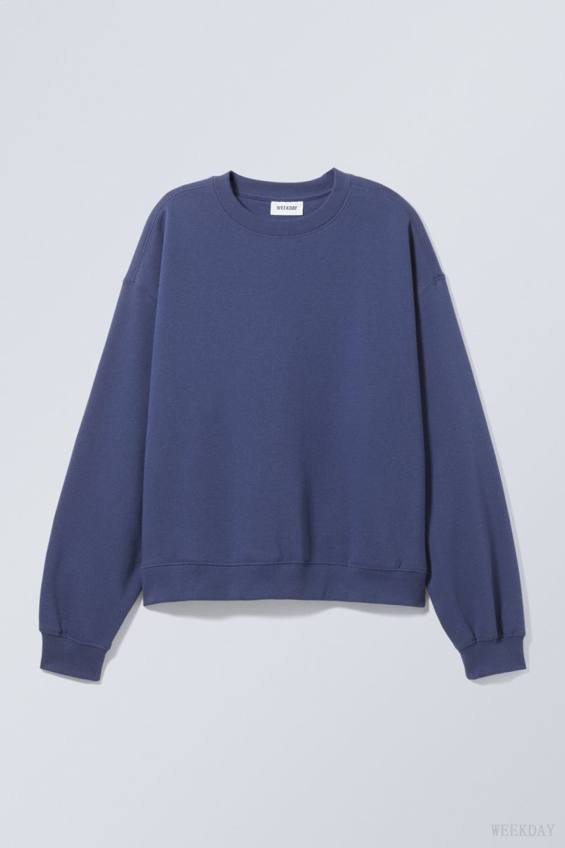 Weekday Essence Standard Sweatshirt スウェットシャツ レディース 暗青 Japan | J0V-9028