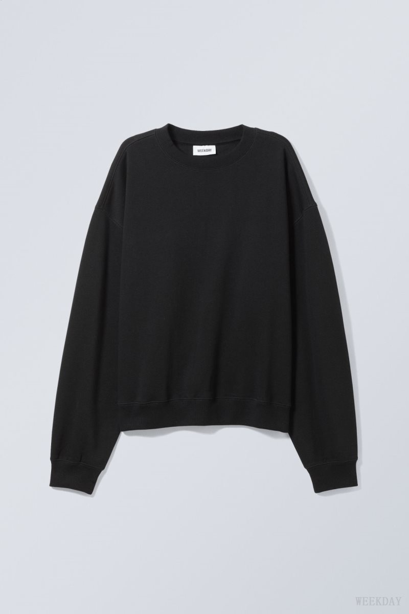 Weekday Essence Standard Sweatshirt スウェットシャツ レディース 黒 Japan | R1L-8251