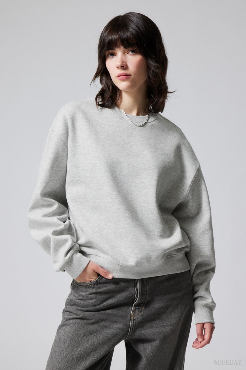 Weekday Essence Standard Sweatshirt スウェットシャツ レディース ライトグレー Japan | T0L-7435