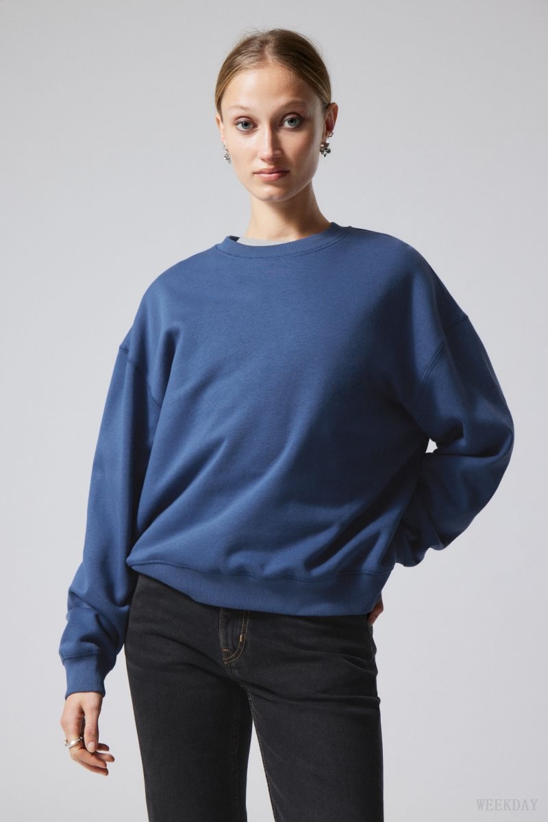 Weekday Essence Standard Sweatshirt スウェットシャツ レディース 青 Japan | Z6F-6468