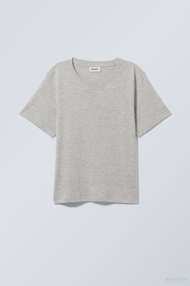 Weekday Essence Standard T-shirt Tシャツ レディース グレー Japan | W4C-3364