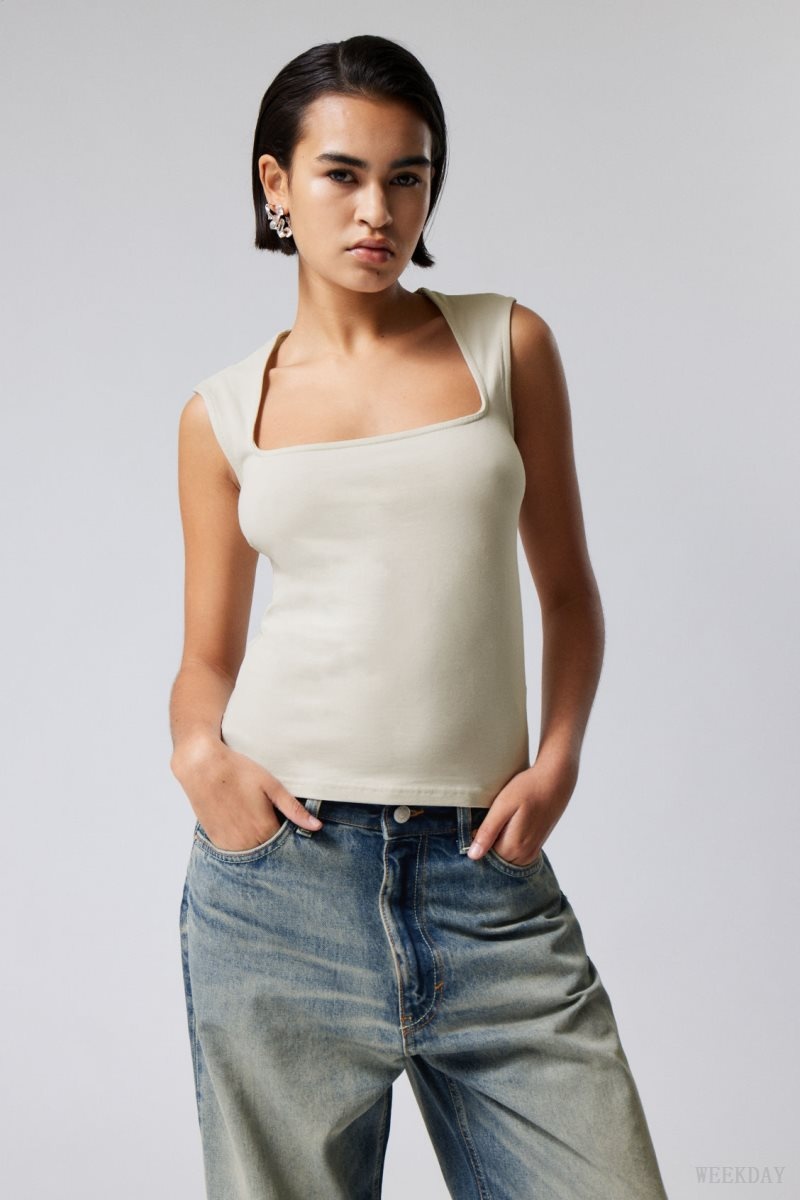 Weekday Esti Tank Top タンクトップ レディース ベージュ Japan | K5H-4549