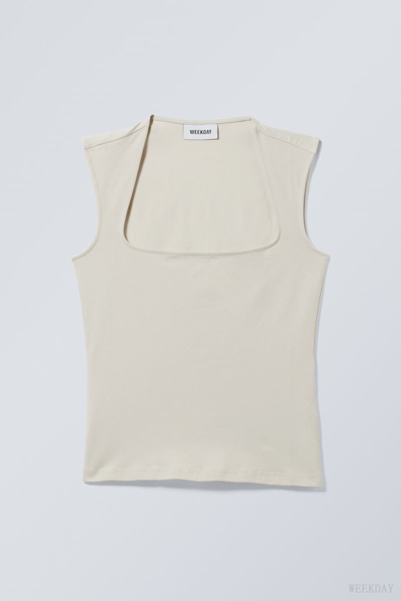 Weekday Esti Tank Top タンクトップ レディース ベージュ Japan | K5H-4549