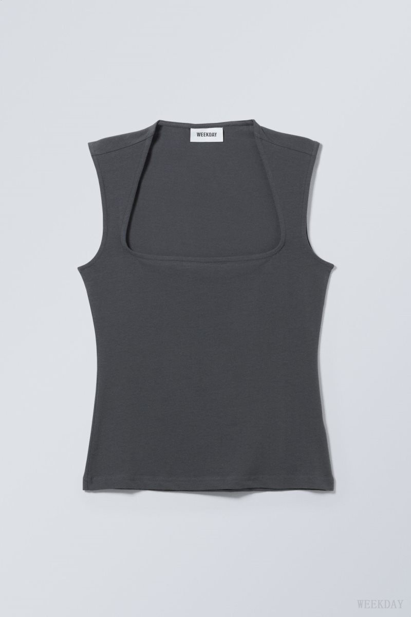 Weekday Esti Tank Top タンクトップ レディース 暗グレー Japan | X7N-2452