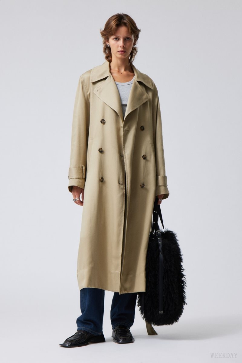 Weekday Evelyn Relaxed Lyocell Trench Coat コート レディース ベージュ Japan | I0P-2527